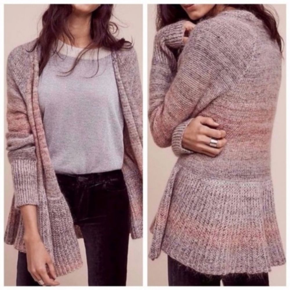 Anthropologie KNITTED & KNOTTED Cody Ombre Peplum Sweater M